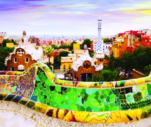 Close up view of Park Guell in Barcelona